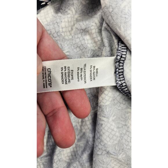 Chicos pineapple print hawaiin vacation casual dress midi blue sleevless 3 (XL) - Picture 4 of 7